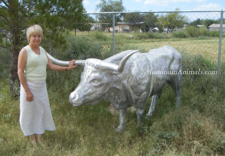 life sized long horned steer statue