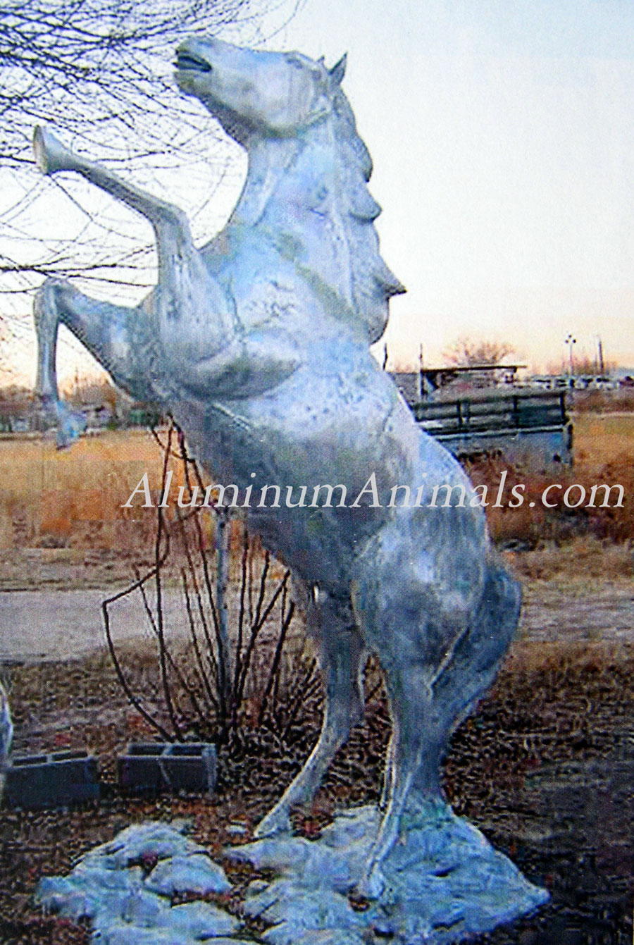 bronco rearing horse statue