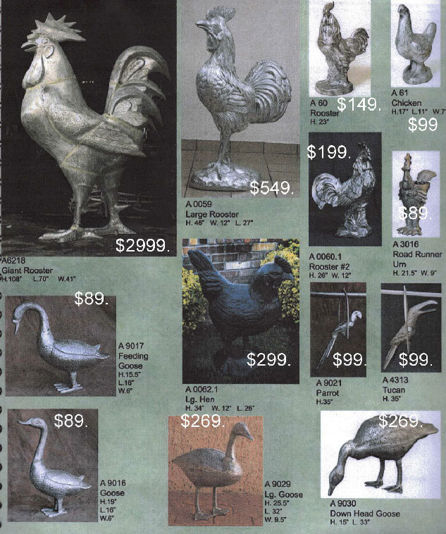 discount aluminum rooster statues
